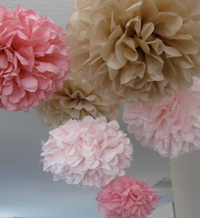 20 Tissue Paper Pom Poms Vintage Wedding decorations Your Etsy