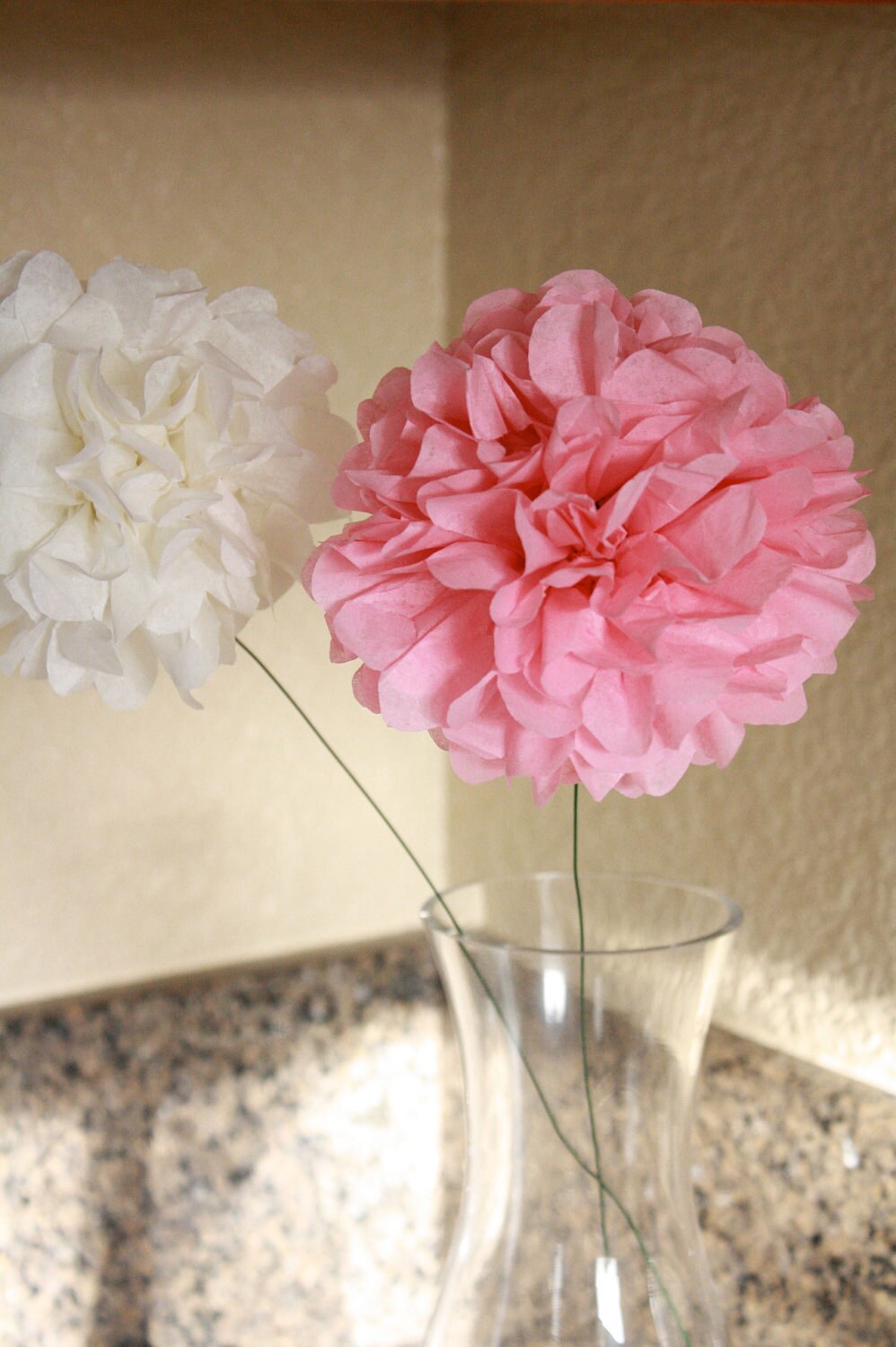 Mini Tissue Pom Pom Stemmed set 3 poms choose your colors Etsy