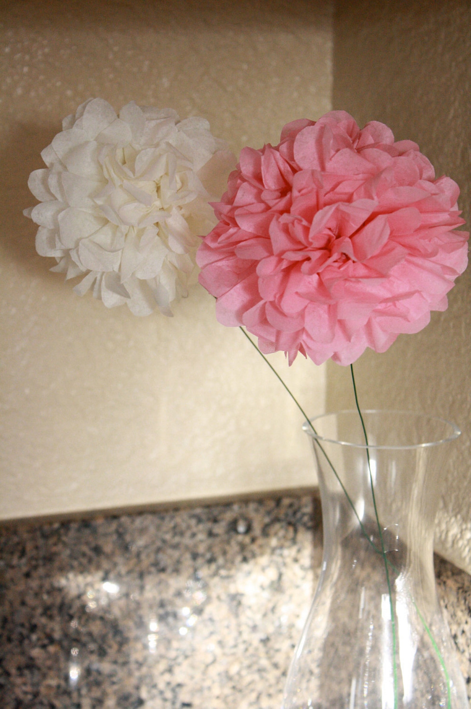 Mini Tissue Pom Pom Stemmed set 3 poms choose your colors Etsy
