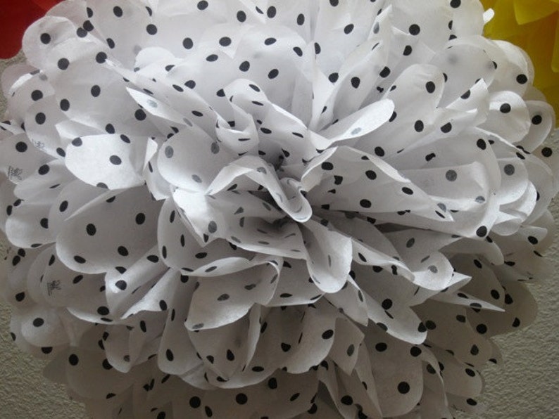 Black and White Polka Dot Tissue Paper Pom Pom Etsy