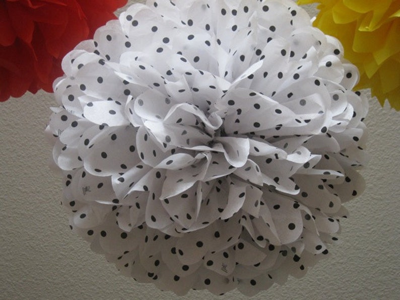 Black and White Polka Dot Tissue Paper Pom Pom Etsy