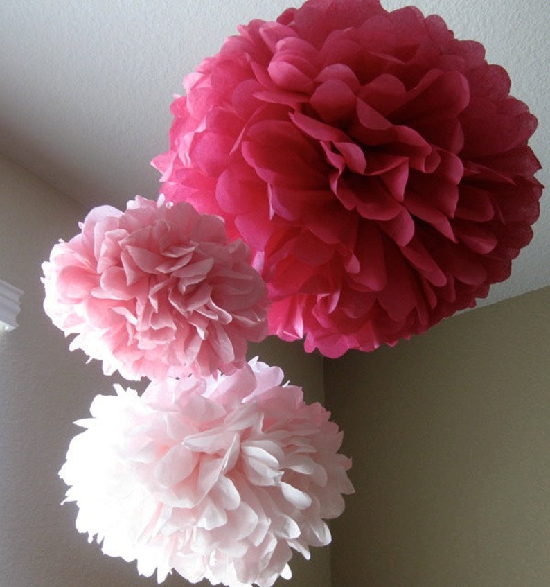 Tissue Pom Poms Set of 6 Poms Birthday Nursery Shower Etsy