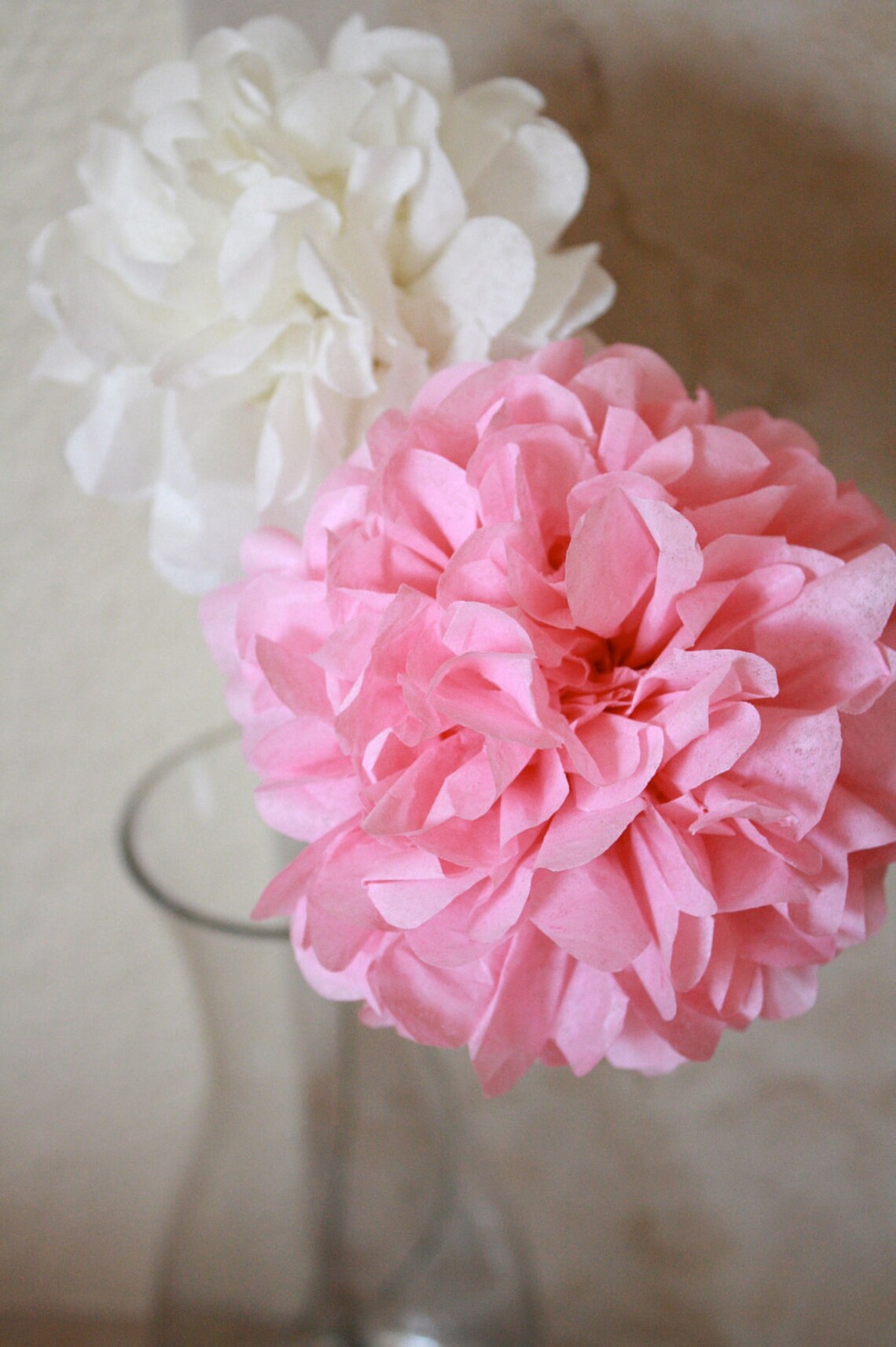 Mini Tissue Pom Pom Stemmed set 3 poms choose your colors Etsy