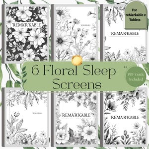 Floral Sleep Screens for Remarkable 1&2 Tablet - Digital Botanical Screensavers - E-ink Display Art - Instant Download - Sleep Screen Bundle