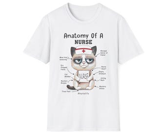 T-shirt verpleegkundige anatomie, grappig verpleegkundig T-shirt, cadeau voor verpleegkundigen, shirt medische humor, kleding van gezondheidswerkers, schattig verpleegstercadeau