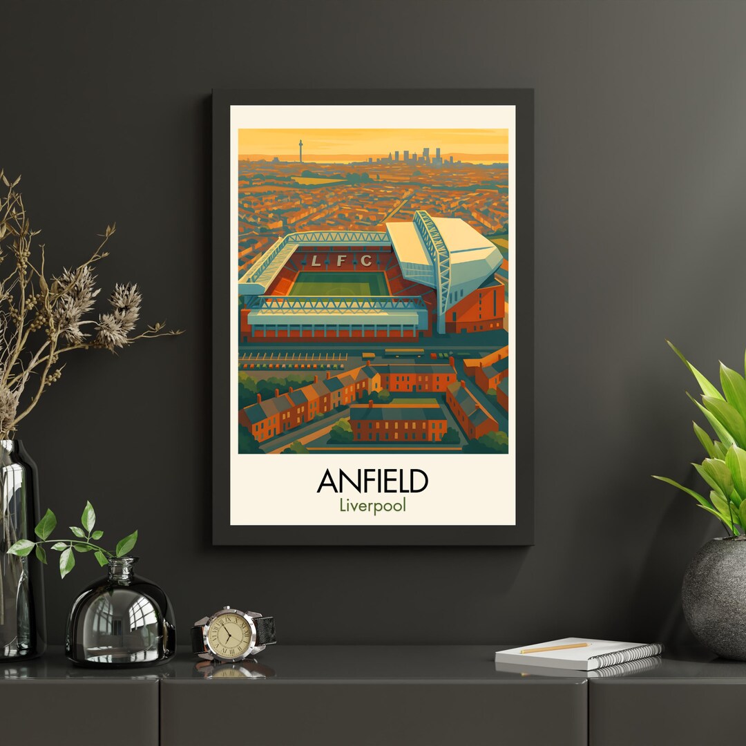 Anfield Football Print, Liverpool - Retro Sports Travel Poster - Etsy