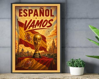 España – Campeones del Mundo 2026 | Retro Travel Poster | World Cup Winners Print