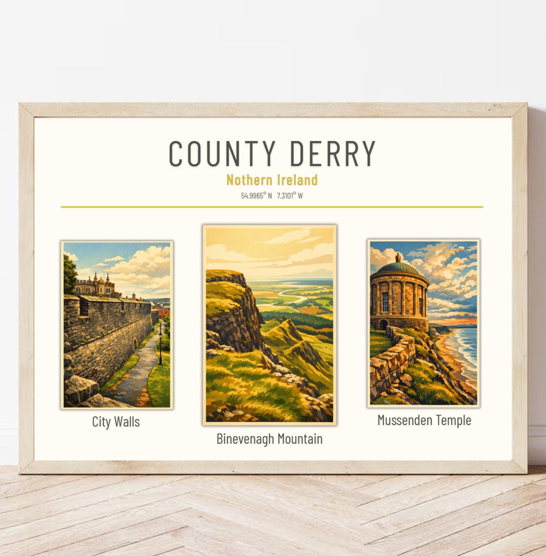 Derrymacash County Derry Ireland Art Print, City Walls, Binevenagh Mountain ...