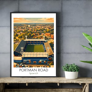 Portman Road, Ipswich Football Print - Retro Sports Travel Poster