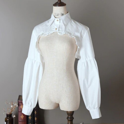 Long Sleeve Lace Fake Collar Shirt White Detachable Collar Etsy