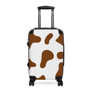 Stylish Travel Suitcase, Cow Print Luggage, Modern Carry-On Bag, Vacation Essentials, Trendy Travel Accessory