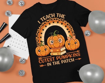 Koszulka nauczycielska z najsłodszymi dyniami w formacie PNG | Sublimacja na Halloween w wersji jesiennej (zestaw 2 obrazów PNG)