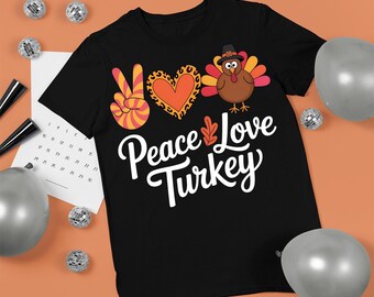 Peace Love Turkey PNG: Thanksgiving Sublimation Design (Digital Download)