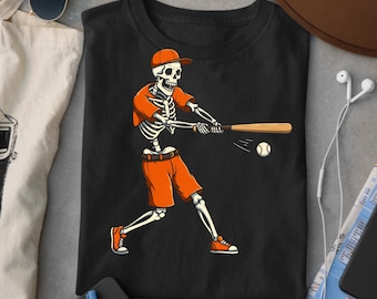 Skeleton Baseball Player PNG | Halloween Spooky Sports Shirt (2 PNG Bundle)