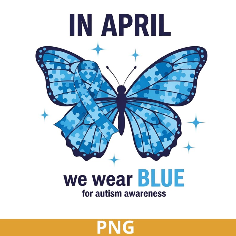Autism Awareness Butterfly PNG | Puzzle Piece Ribbon Support Graphic ...