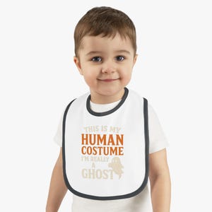 Halloween Baby Bib, Ghost Costume Bib, Funny Baby Bib, Cute Infant Bibs, Spooky Baby Gift, Halloween Toddler Wear