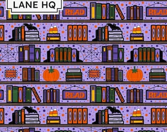 Purple Halloween Bookcase Seamless Pattern File, Hand Drawn, Instant Download