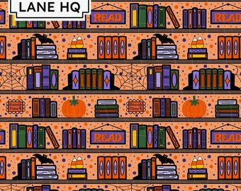Orange Halloween Bookcase Seamless Pattern File, Hand Drawn, Instant Download