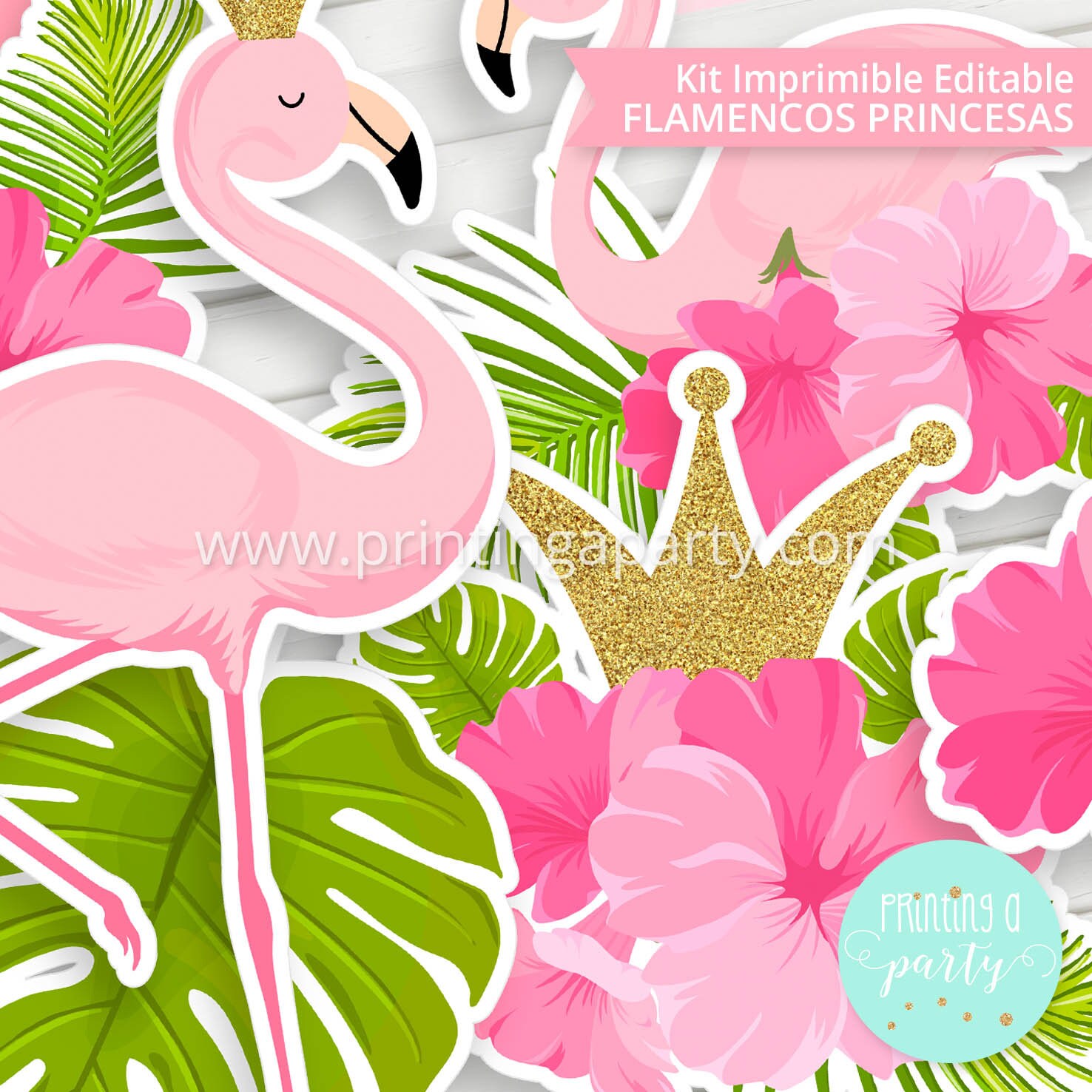 Flamingo Pink Princess Birthday Party Printable Party Mega Pack Kit ...