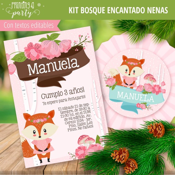 Enchanted Forest Invitation Woodland Girl Printable Party Pack Etsy