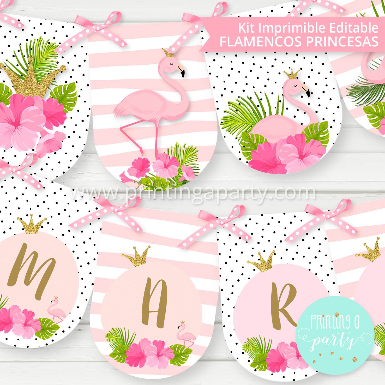 Flamingo Pink Princess Birthday Party Printable Party Mega Pack Kit ...