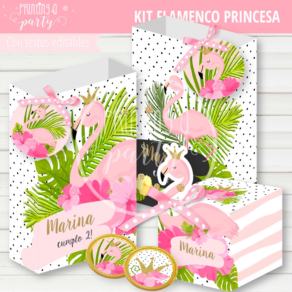 Flamingo Pink Princess Birthday Party Printable Party Mega Pack Kit ...