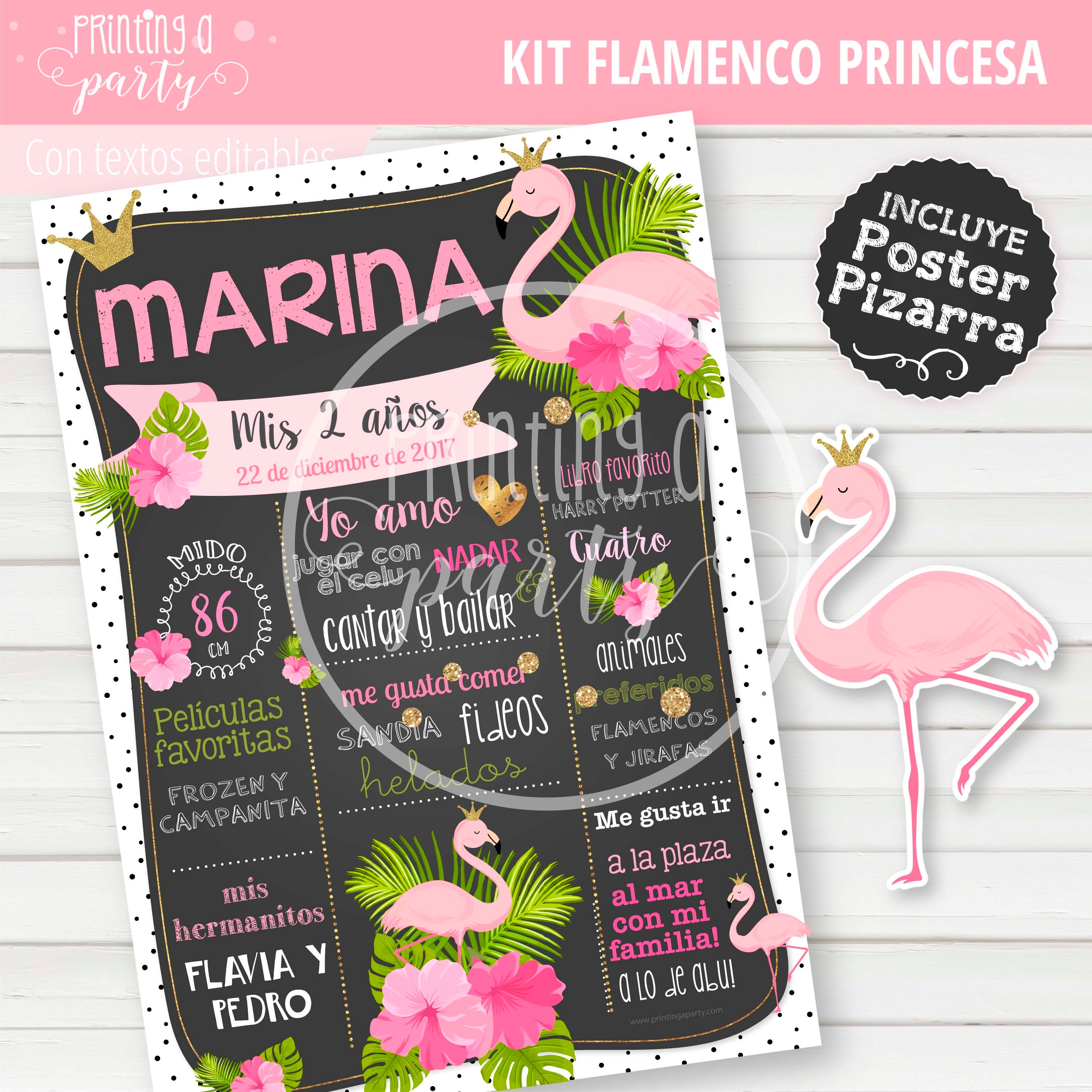 Flamingo Pink Princess Birthday Party Printable Party Mega Pack Kit ...