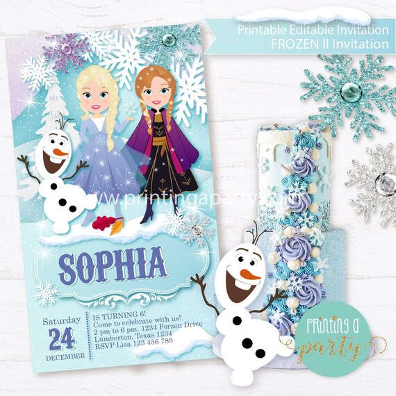 Frozen II invitation printable editable PDF birthday invitation Frozen