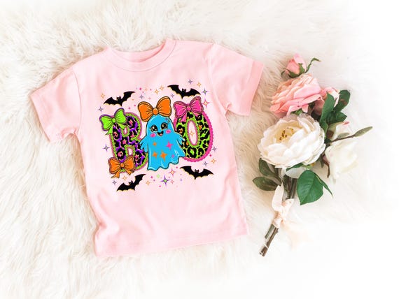 Girls Halloween Ghost Shirt, Coquette Boo Tee