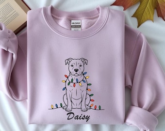 Personalized Pitbull Christmas Sweatshirt, Holiday Dog Hoodie