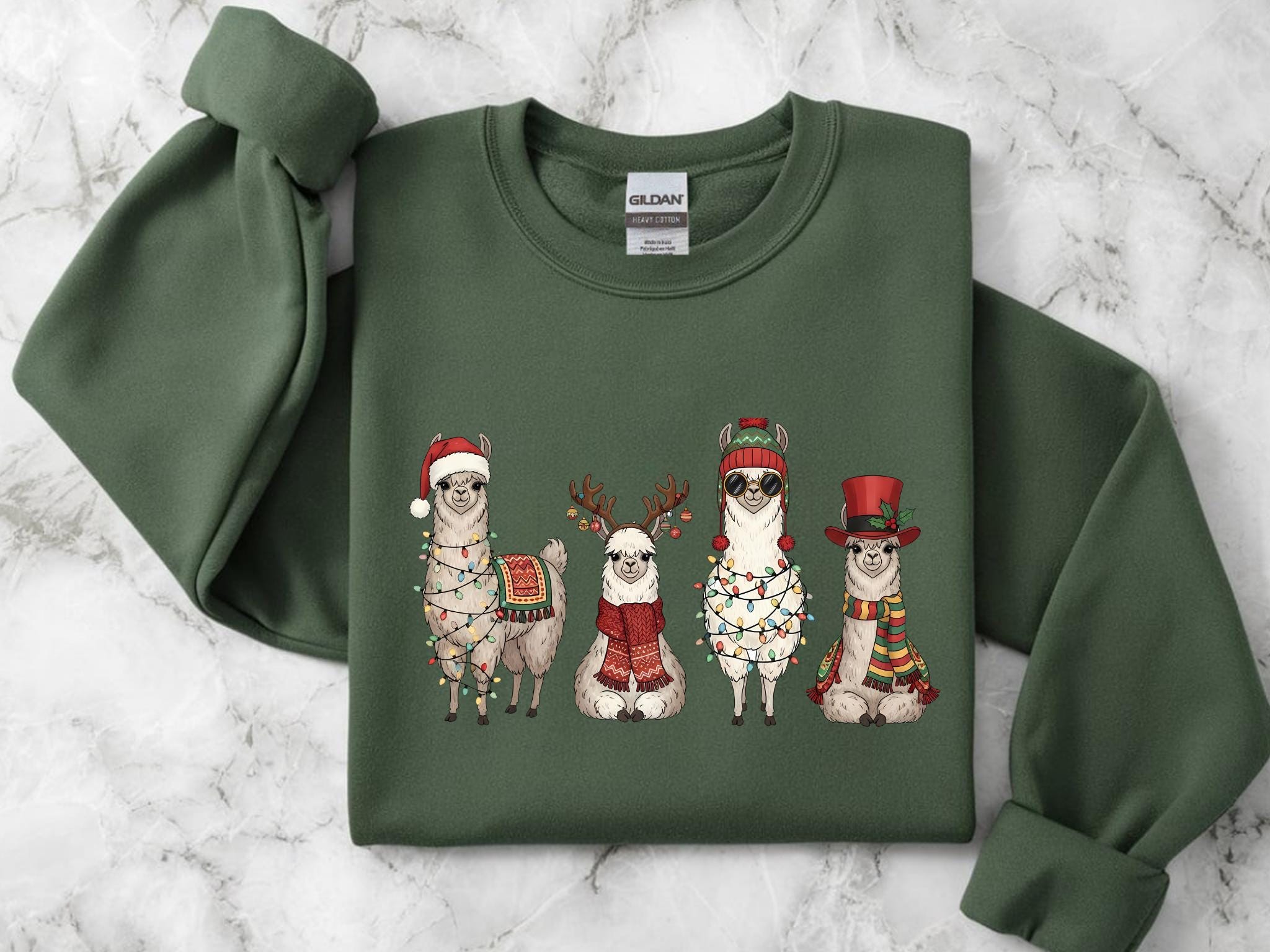 Christmas Fa La Llama Mens Sweatshirt Irish Green LG
