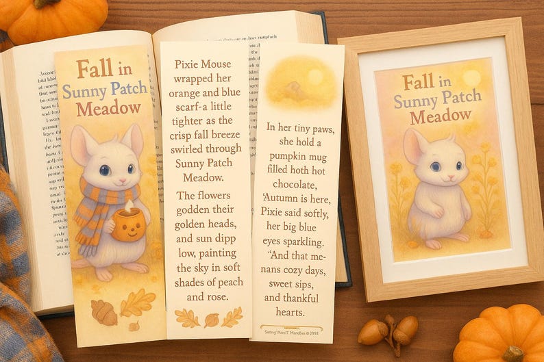 Pixie Mouse Fall Poster & Bookmark Set | Sunny Patch Meadow Collection ...