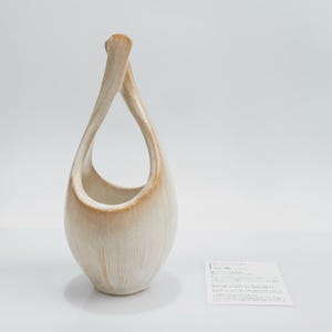 Shigaraki Ware Tall Flower Vase, Handmade Japanese Loop Handle Stoneware Ikebana Vessel 23 cm