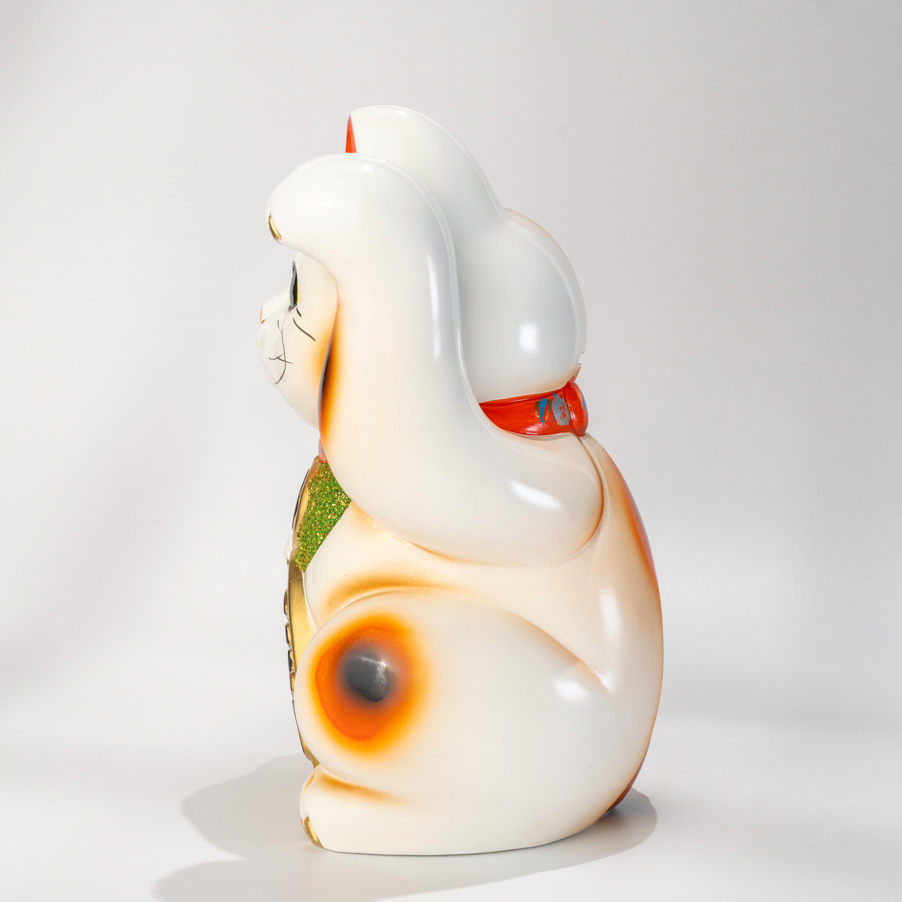Tokoname Maneki Neko Coin Bank, Lucky Cat Statue With Gold Koban