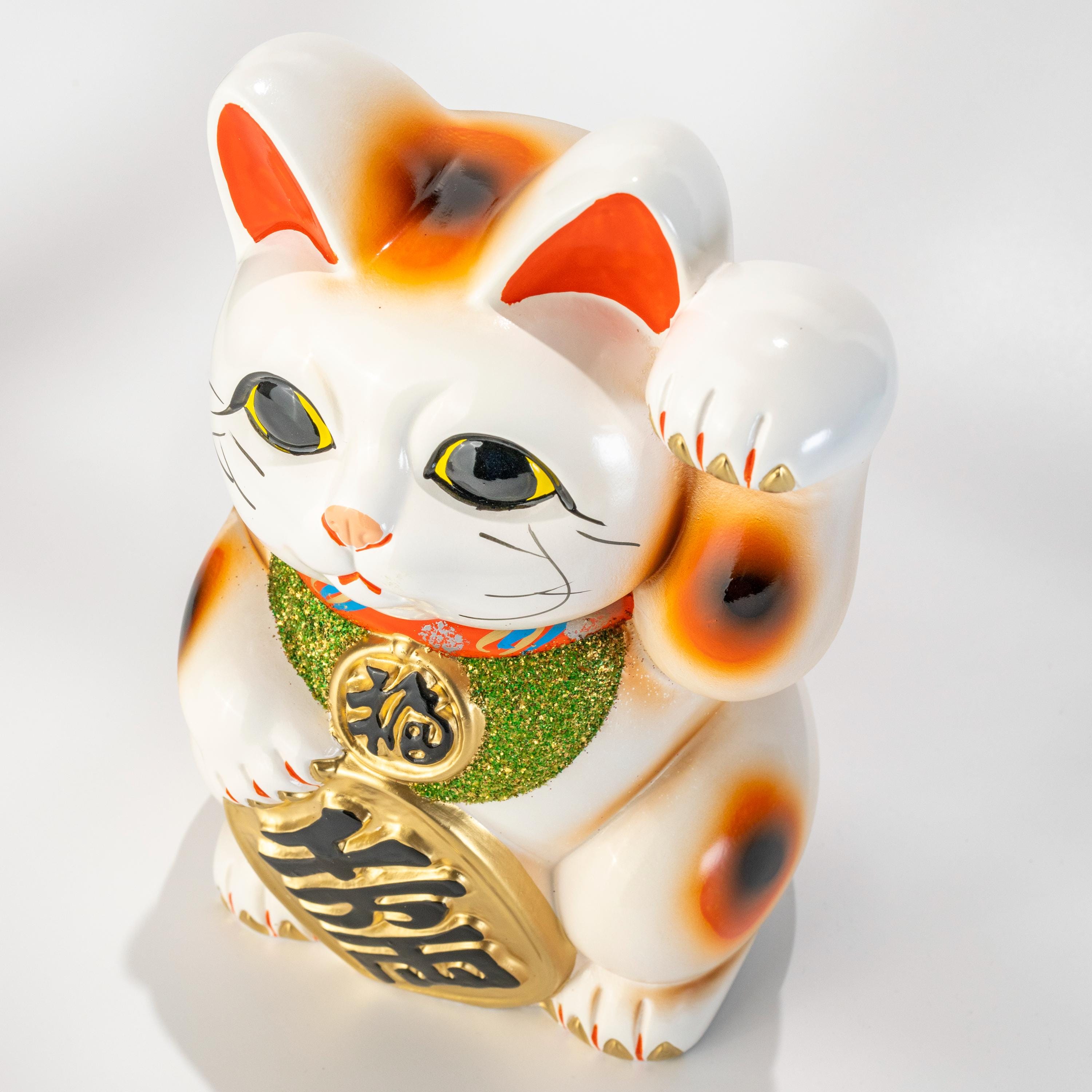 Tokoname Maneki Neko Coin Bank, Lucky Cat Statue With Gold Koban