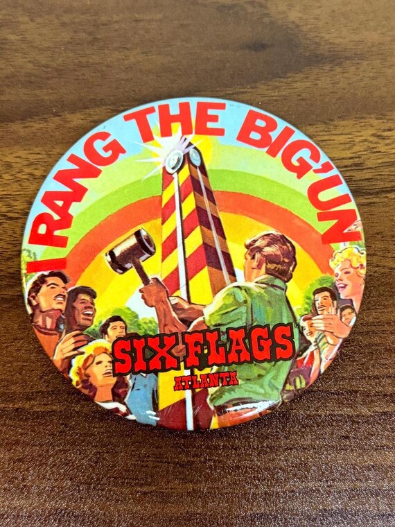 vintage 70s six flags over GA pin