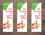 Items similar to Paint Party Customizable Printable Bookmarks ...