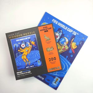 Official Licensed FIFA World Cup 2026 Houston Wooden Jigsaw Puzzle - 200pc Soccer Fan Gift - Houston Host City World Cup 2026 Souvenir Art