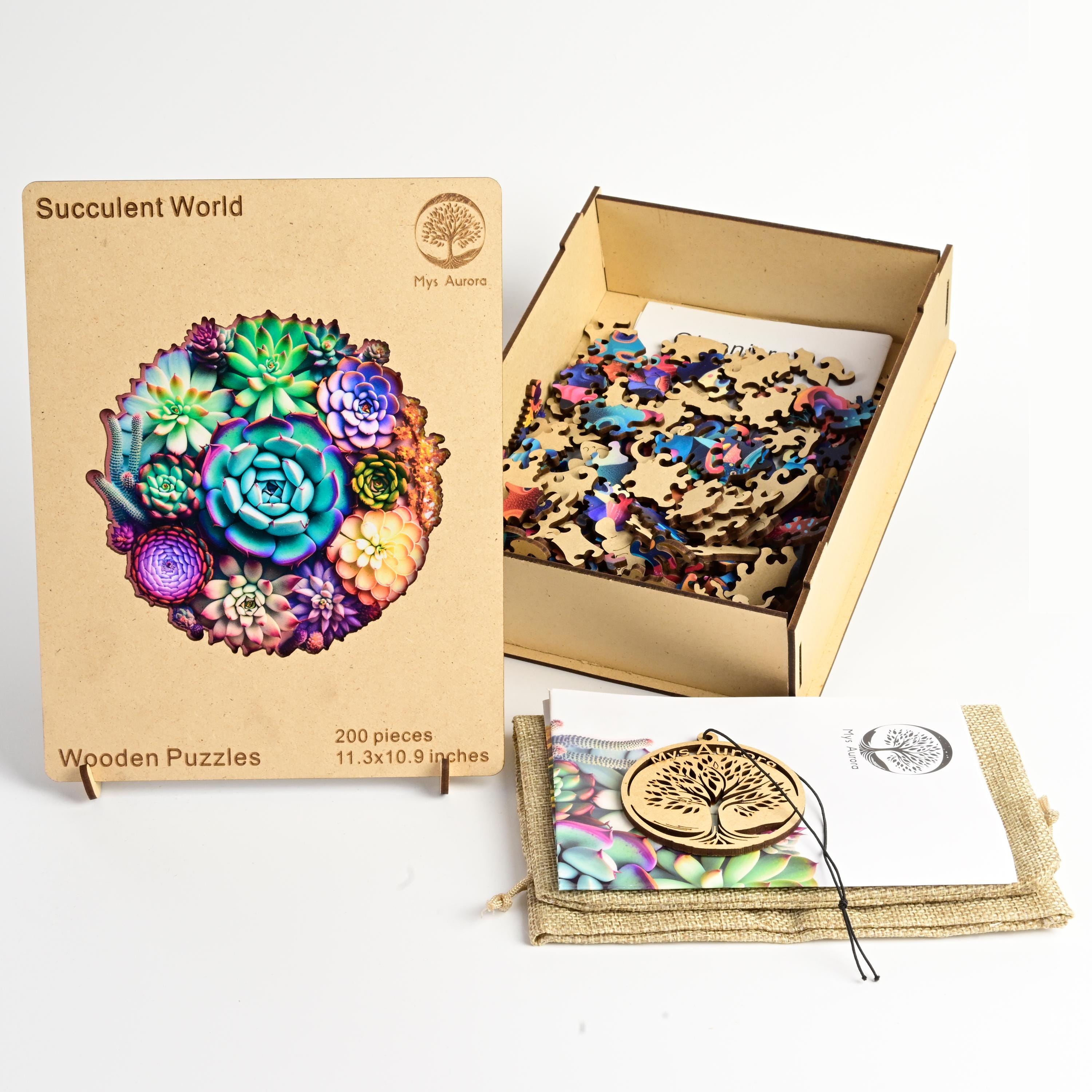 Succulent World Wooden Jigsaw Puzzle for Adults - 200 Pieces Unique  Circular Floral Self-care Gift-summer Decor Premium Wood Collector's Box -  Etsy