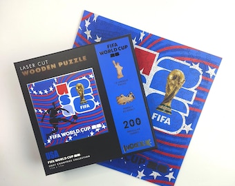 Official Licensed FIFA World Cup 2026 USA Wooden Jigsaw Puzzle - 200pc Soccer Fans Gift - USA National Pride World Cup 2026 Souvenir Art