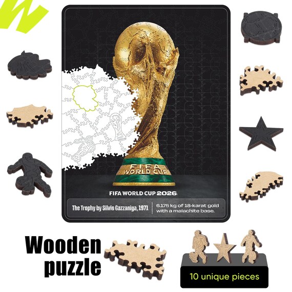 Official FIFA World Cup 2026 Wooden Puzzle | World Cup Trophy Art