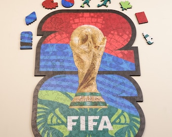 Rompecabezas de madera con licencia oficial del Mundial de la FIFA 2026, 300 piezas - Regalo de fútbol con forma única - Recuerdo artístico para la decoración de la pared del hogar