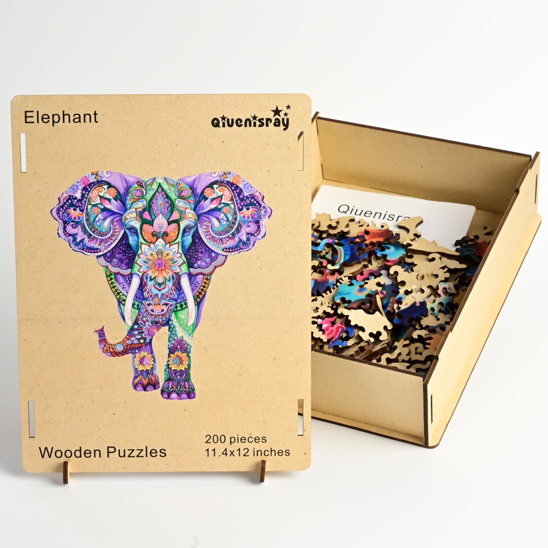 Elephant Wooden Jigsaw Puzzles 200 Pieces – Mandala Elephant Puzzle ...