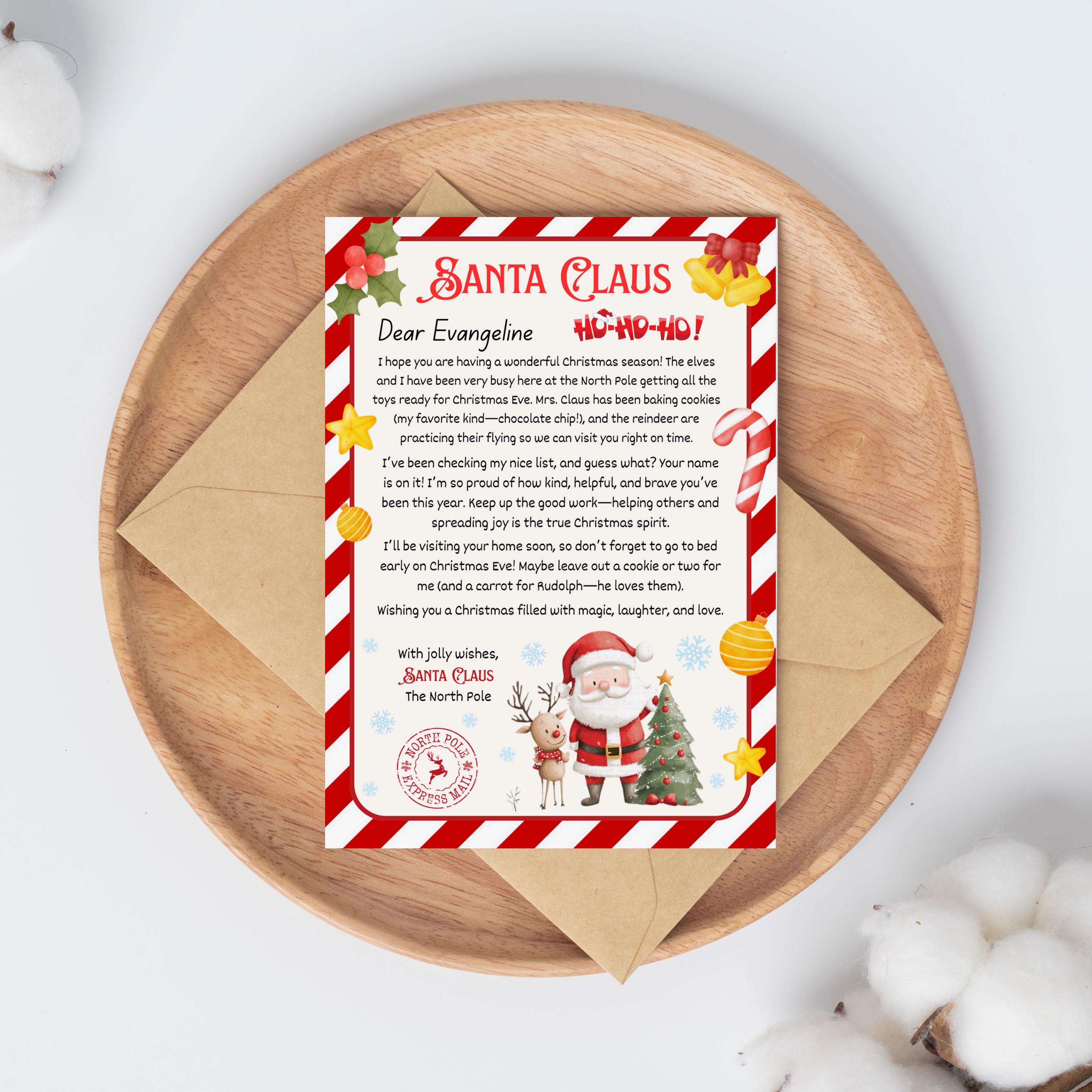 Personalized Santa Letter Template, Christmas Keepsake (editable Canva