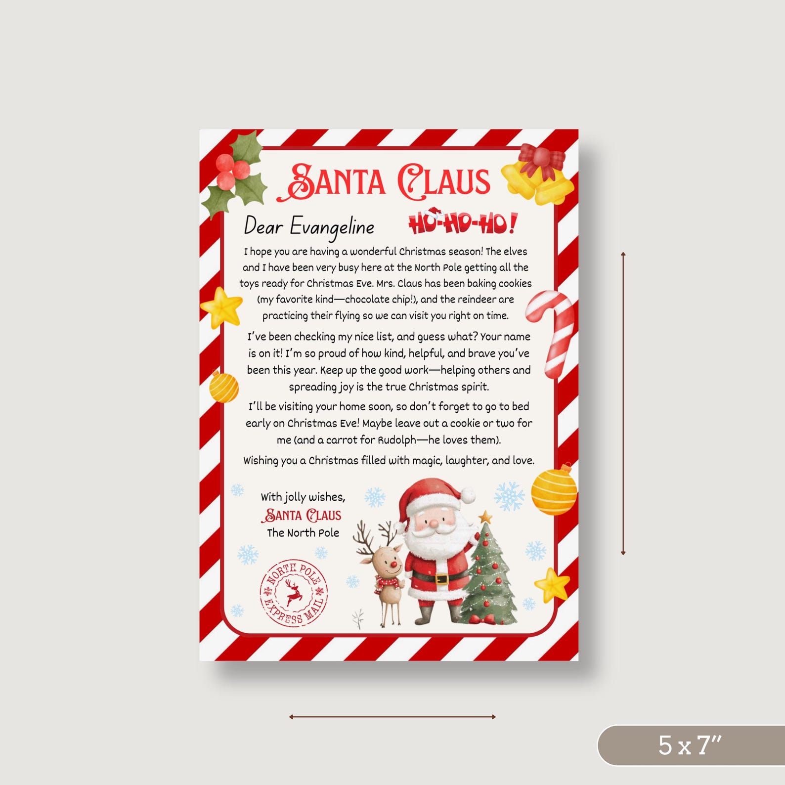 Personalized Santa Letter Template, Christmas Keepsake (editable Canva