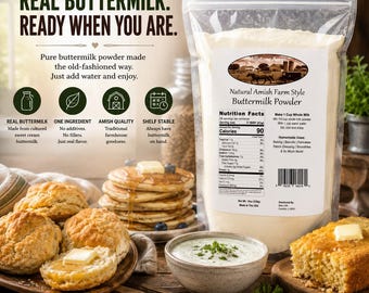 Buttermilk Powder Amish Style | All-Natural | Midwest Dairy Sourced, Non GMO Pasture Raised