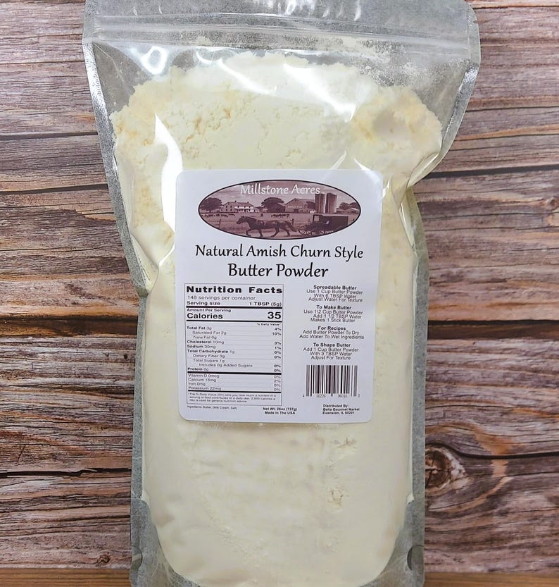 Millstone Acres Amish Churned Style Salted Butter Powder 26oz Resealable Package