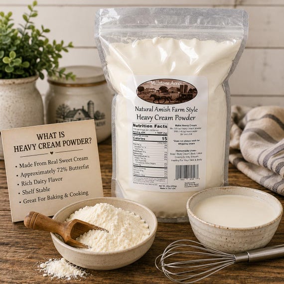 Amish Heavy Cream Powder | Natural Non-GMO Dairy, Baking, Creamer, Pantry Staple