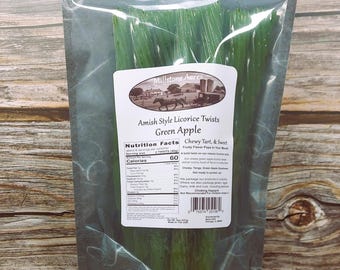 Amish Style Green Apple Licorice – Handmade Candy, Sweet Chewy Treat, Old-Fashioned Gourmet Fruity Snack
