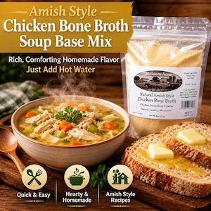 Base para sopa de caldo de huesos de pollo Millstone Acres, mezcla natural y sabrosa para cocinar en casa.